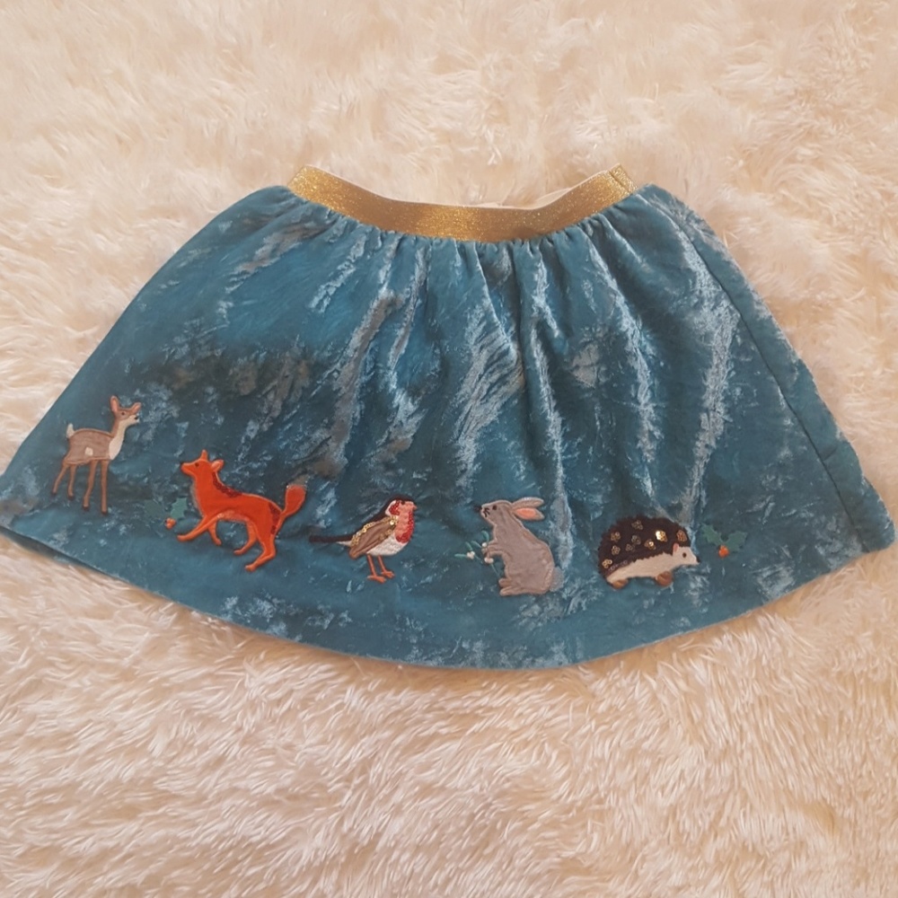 Mini Boden blue velvet skirt